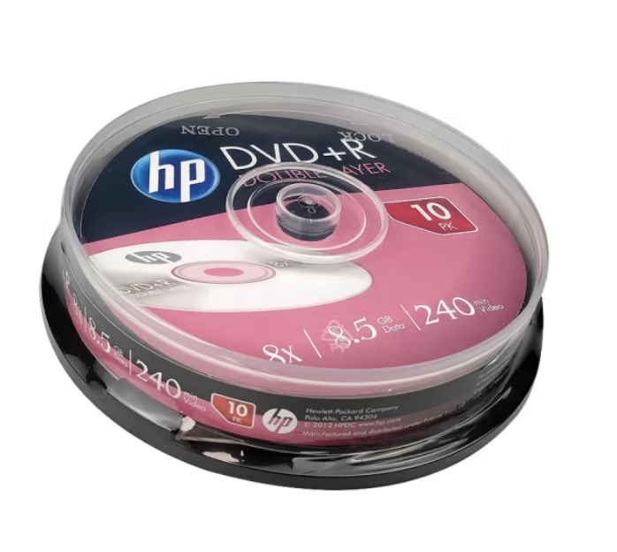 惠普 HP DVD+R DL 空白光盘 8.5g 刻录盘 D9 空白刻录碟片 10片装